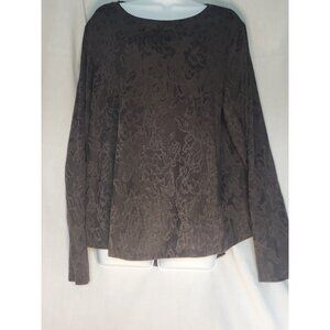 Simply Vera Vera Wang Long Sleeve Top Crew Neck Size XXL Jacquard Brown Blouse